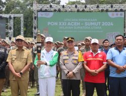 Kapolresta Deli Serdang Hadiri Penyerahan Kirab Api PON Kepada PJ Gubernur Sumut